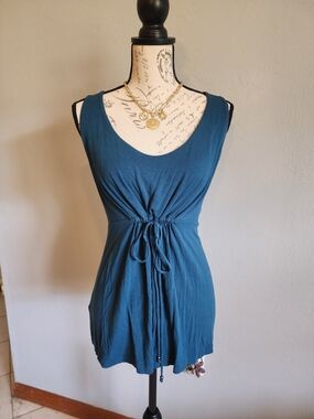 Tommy Bahama Teal Drawstring Waist Sleeveless Tank